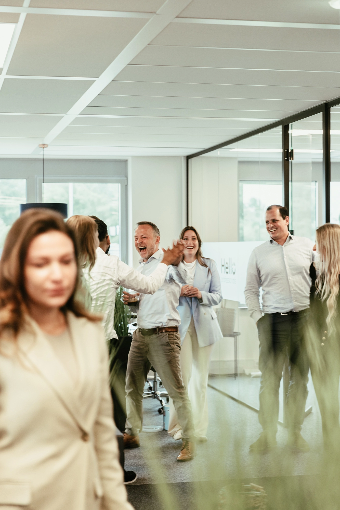 Het Hello Professionals team die blij aan het samenwerken zijn om droombanen te creëren